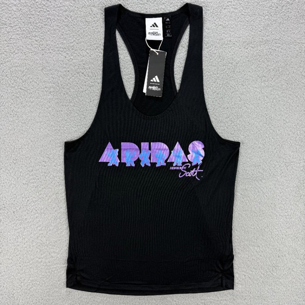 Adidas Jeremy Scott Tank Top Mens Small S Slim Fit Black Training Gym T Shirt